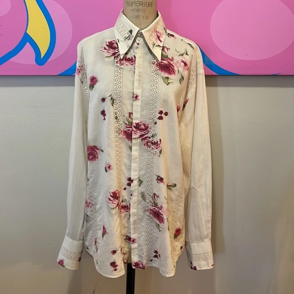 Ben Sherman Cream Red Roses FLoral Shirt_2